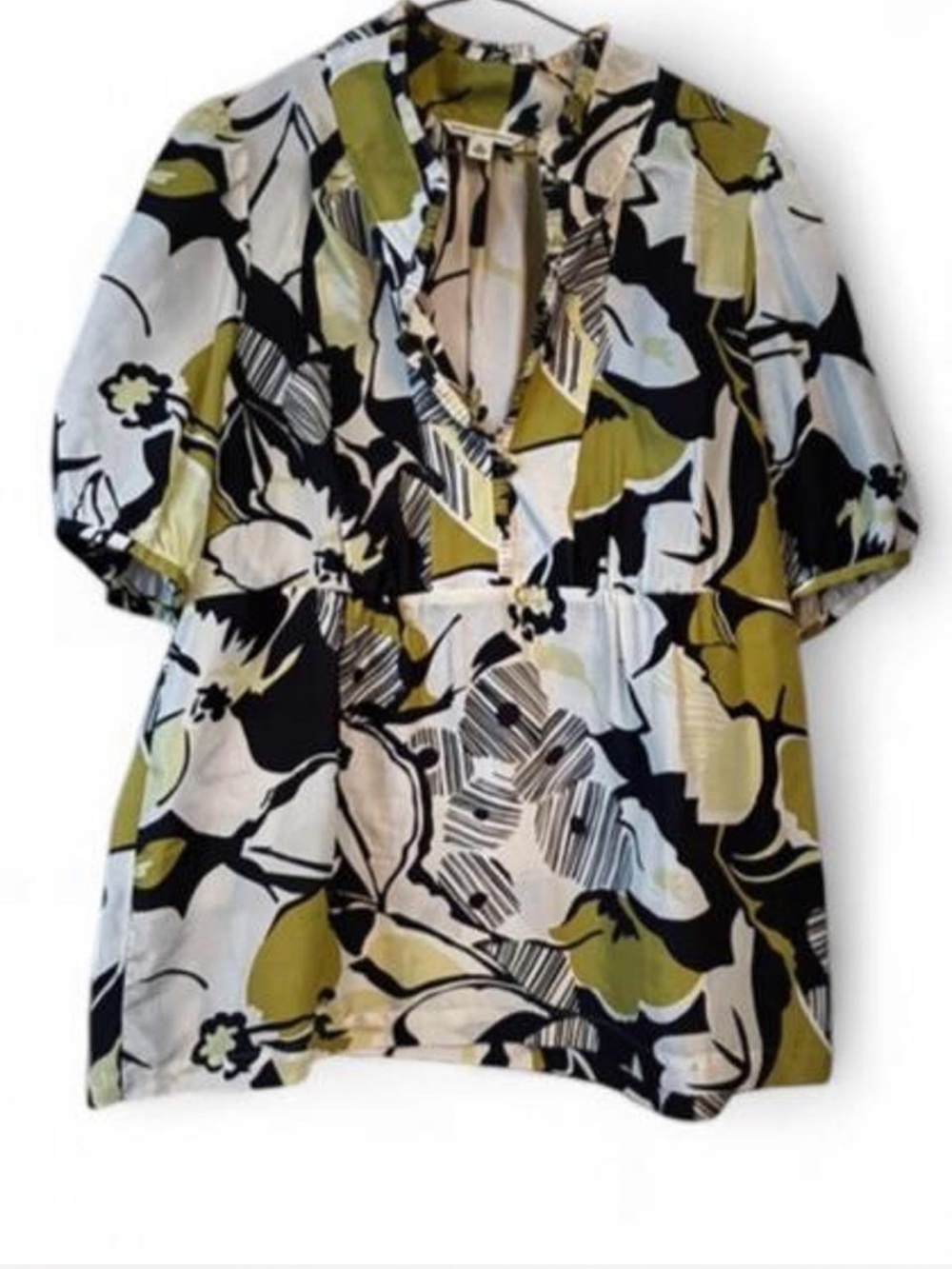 Banana Republic abstract floral print 100% silk blouse in XL
